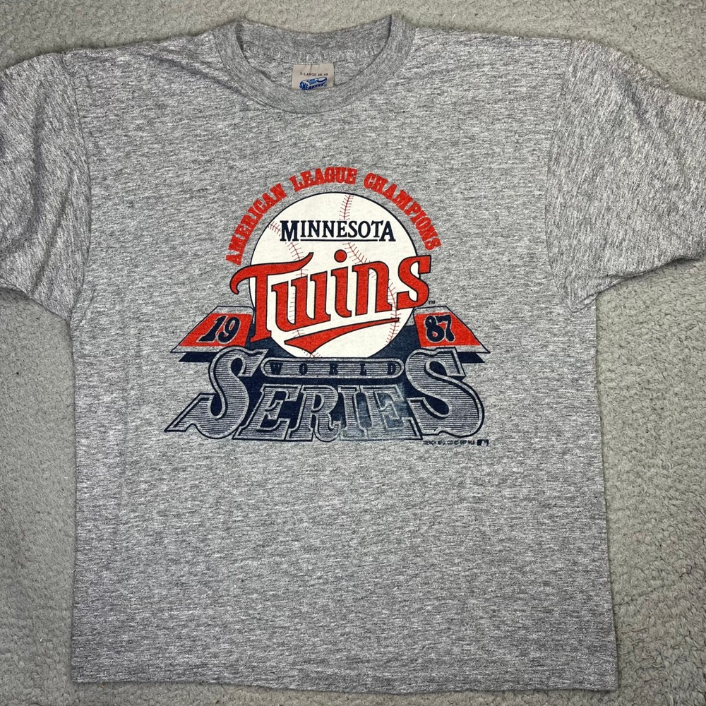 Minnesota Twins World Series Champions MLB T-Shirt Mens XL Gray 1987 Sneakers